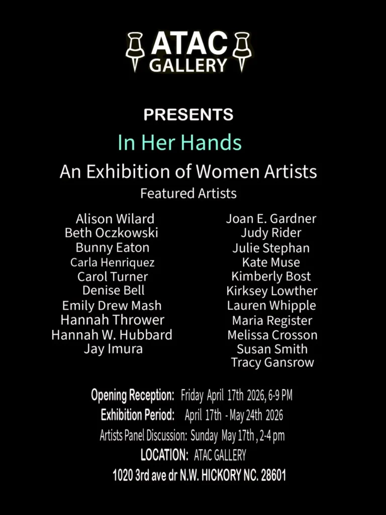 In Her Hands - An Exhibition of Women Artists at ATAC gallery - event poster